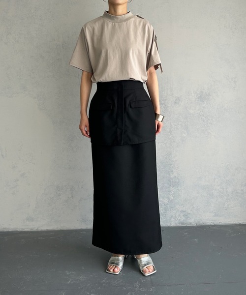 &g'aime(アンジェム)の「【&g’aime】ショルダーベルト半袖Tシャツ(Tシャツ/カットソー・レディース・ホワイト/グレイッシュベージュ/ブラック・FREE)」の4枚目の写真