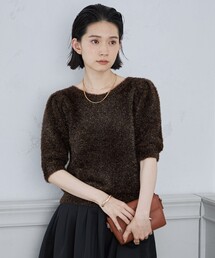 NOLLEY’S Sophi | 2WAYイタリー糸ラメフェザー5分袖プルオーバーニット(ニット/セーター)