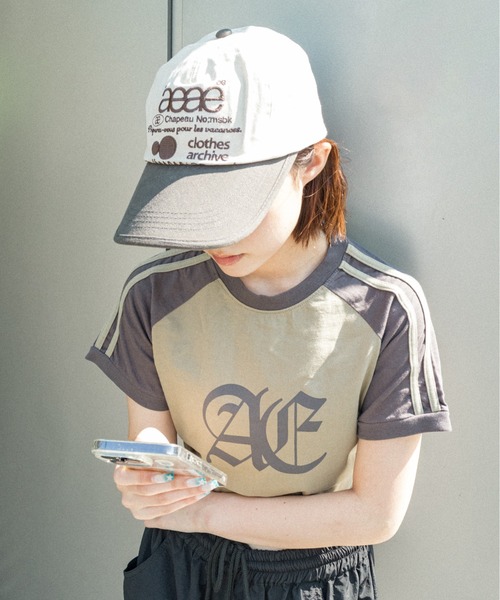 トップス aeae LAYERED GOTHIC LOGO CROP T-SHIRTS LAYERED GOTHIC LOGO CROP T-SHIRTS（Tシャツ/カットソー