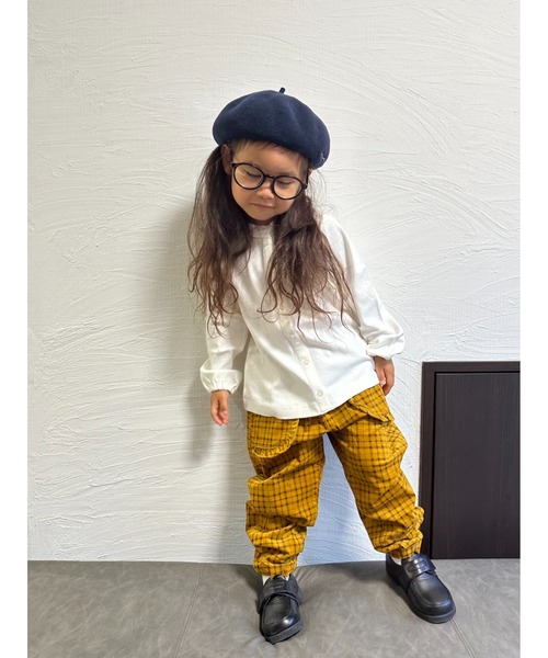 Moujonjon（ムージョンジョン）の「ＳＴコーデュロイチェック１０分丈ＰＮ（その他パンツ・キッズ・ピンク/マスタード・110/130/100/90/140/120）」の7枚目の写真
