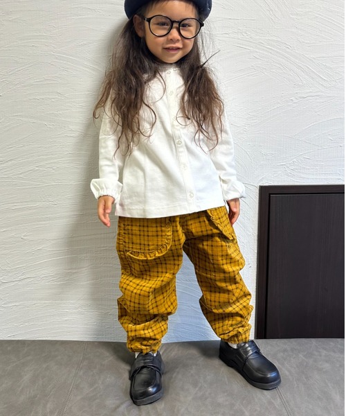 Moujonjon（ムージョンジョン）の「ＳＴコーデュロイチェック１０分丈ＰＮ（その他パンツ・キッズ・ピンク/マスタード・110/130/100/90/140/120）」の8枚目の写真