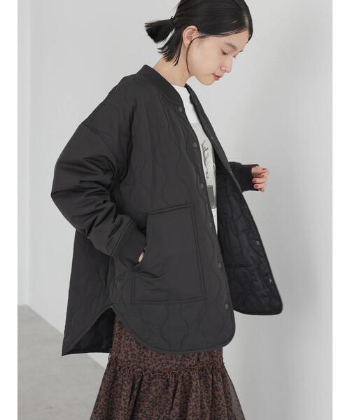 AMERICAN HOLIC（アメリカンホリック）の「キルポカリブ付きキルティングブルゾン（その他アウター・レディース・ブラック/カーキ・M/L）」の6枚目の写真