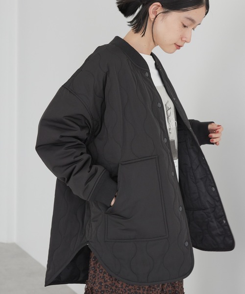 AMERICAN HOLIC（アメリカンホリック）の「キルポカリブ付きキルティングブルゾン（その他アウター・レディース・ブラック/カーキ・M/L）」の2枚目の写真