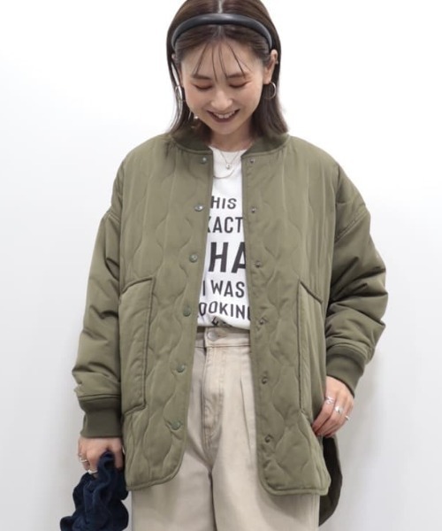 AMERICAN HOLIC（アメリカンホリック）の「キルポカリブ付きキルティングブルゾン（その他アウター・レディース・ブラック/カーキ・M/L）」の20枚目の写真