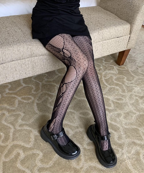 EPICKS（エピックス）の「ダメージ 編みタイツ（タイツ/ストッキング・レディース・ホワイト/ブラック・FREE）」の2枚目の写真