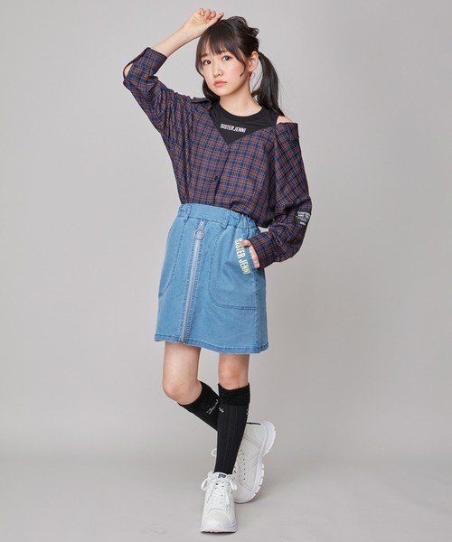 SISTER JENNI（SISTER JENNI）の「肩あきドッキングシャツ（シャツ/ブラウス・キッズ・イエロー/ブラック/ブルー・130cm/160cm/150cm/140cm）」の5枚目の写真