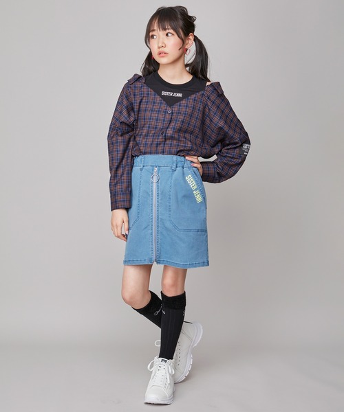 SISTER JENNI（SISTER JENNI）の「肩あきドッキングシャツ（シャツ/ブラウス・キッズ・イエロー/ブラック/ブルー・130cm/160cm/150cm/140cm）」の6枚目の写真