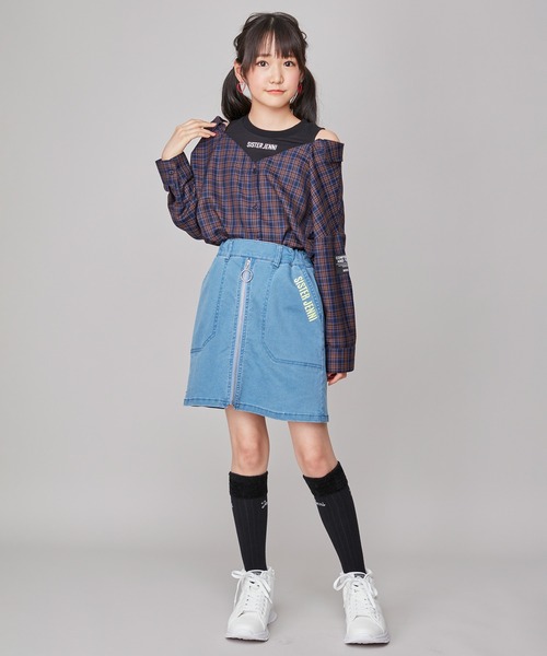 SISTER JENNI（SISTER JENNI）の「肩あきドッキングシャツ（シャツ/ブラウス・キッズ・イエロー/ブラック/ブルー・130cm/160cm/150cm/140cm）」の7枚目の写真