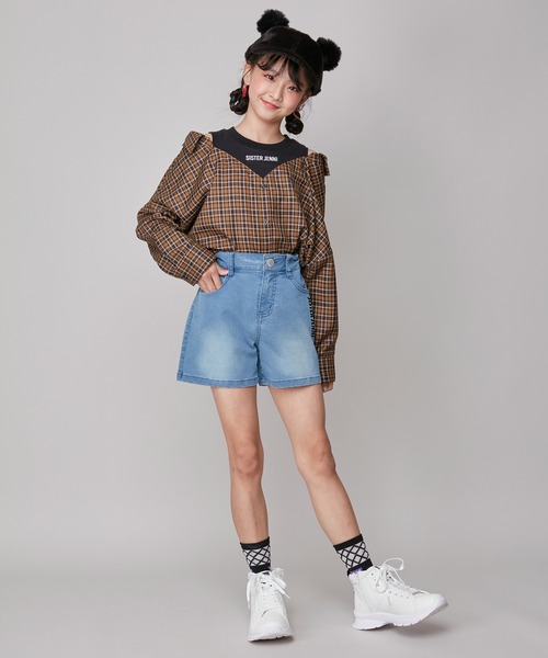 SISTER JENNI（SISTER JENNI）の「肩あきドッキングシャツ（シャツ/ブラウス・キッズ・イエロー/ブラック/ブルー・130cm/160cm/150cm/140cm）」の11枚目の写真