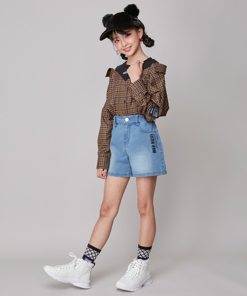 SISTER JENNI（SISTER JENNI）の「肩あきドッキングシャツ（シャツ/ブラウス・キッズ・イエロー/ブラック/ブルー・130cm/160cm/150cm/140cm）」の12枚目の写真
