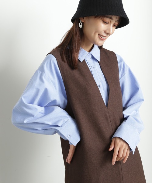 N.(N. Natural Beauty Basic)(エヌエヌナチュラルビューティーベーシック)の「◆ピンタックシャツ(シャツ/ブラウス・レディース・ブルー/オフホワイト/ブラック・MEDIUM)」の3枚目の写真