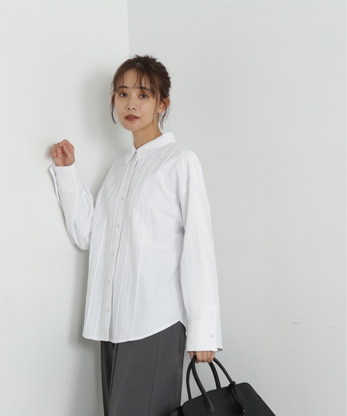 N.(N. Natural Beauty Basic)(エヌエヌナチュラルビューティーベーシック)の「◆ピンタックシャツ(シャツ/ブラウス・レディース・ブルー/オフホワイト/ブラック・MEDIUM)」の7枚目の写真