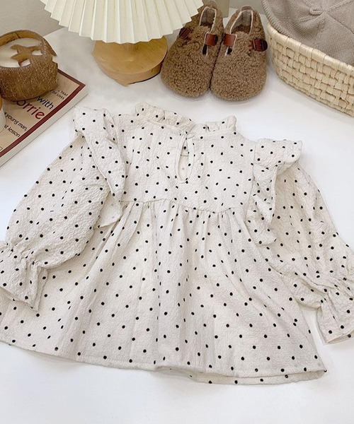 CERCA（チェルカ）の「lulunoix/ドットフリルブラウス N15146（シャツ/ブラウス・キッズ・ホワイト・110cm/120cm/100cm/90cm）」の2枚目の写真