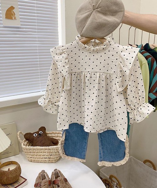 CERCA（チェルカ）の「lulunoix/ドットフリルブラウス N15146（シャツ/ブラウス・キッズ・ホワイト・110cm/120cm/100cm/90cm）」の3枚目の写真