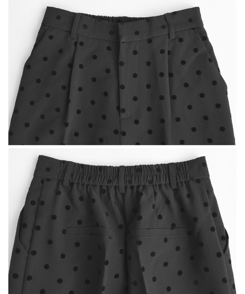 Re:EDIT（リエディ）の「[累計販売枚数1.1万枚突破][オケージョン セレモニー][低身長/高身長/大きいサイズ有]フロッキードットカットツイルテーパードパンツ（その他パンツ・レディース・ブラック/ブラック系その他/グレー・MEDIUM/LARGE/X-LARGE/SMALL/SHORT/TALL）」の17枚目の写真