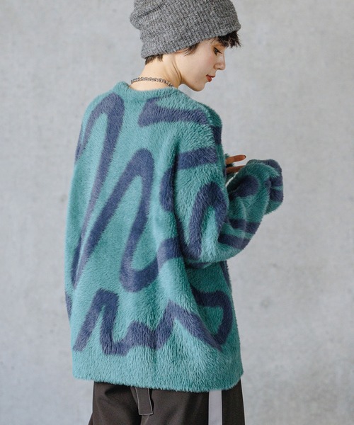 PAGEBOY(ページボーイ)の「ペイントアートシャギープルオーバー(ニット/セーター・レディース・オフホワイト/ターコイズブルー/ブラック・FREE)」の18枚目の写真