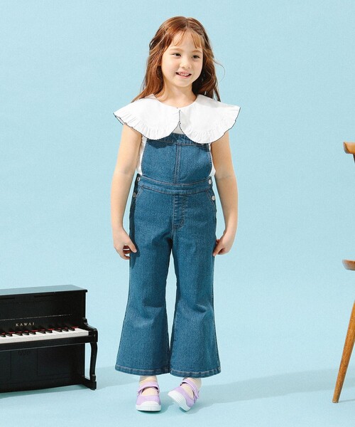 B:MING by BEAMS(ビーミングバイビームス)の「B:MING by BEAMS / デニム フレア サロペット(100~140cm)(サロペット/オーバーオール・キッズ・インディゴブルー/ライトブルー・110/100/140/130/120)」の2枚目の写真