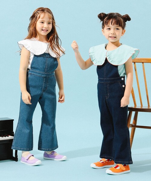 B:MING by BEAMS(ビーミングバイビームス)の「B:MING by BEAMS / デニム フレア サロペット(100~140cm)(サロペット/オーバーオール・キッズ・インディゴブルー/ライトブルー・110/100/140/130/120)」の7枚目の写真