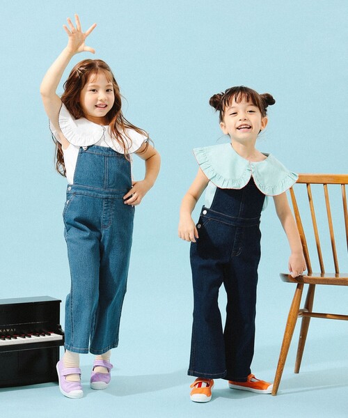B:MING by BEAMS(ビーミングバイビームス)の「B:MING by BEAMS / デニム フレア サロペット(100~140cm)(サロペット/オーバーオール・キッズ・インディゴブルー/ライトブルー・110/100/140/130/120)」の8枚目の写真