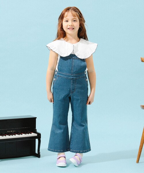 B:MING by BEAMS(ビーミングバイビームス)の「B:MING by BEAMS / デニム フレア サロペット(100~140cm)(サロペット/オーバーオール・キッズ・インディゴブルー/ライトブルー・110/100/140/130/120)」の9枚目の写真