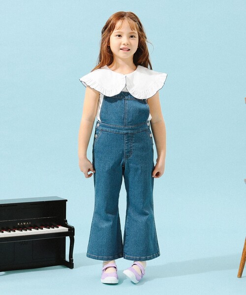 B:MING by BEAMS(ビーミングバイビームス)の「B:MING by BEAMS / デニム フレア サロペット(100~140cm)(サロペット/オーバーオール・キッズ・インディゴブルー/ライトブルー・110/100/140/130/120)」の10枚目の写真