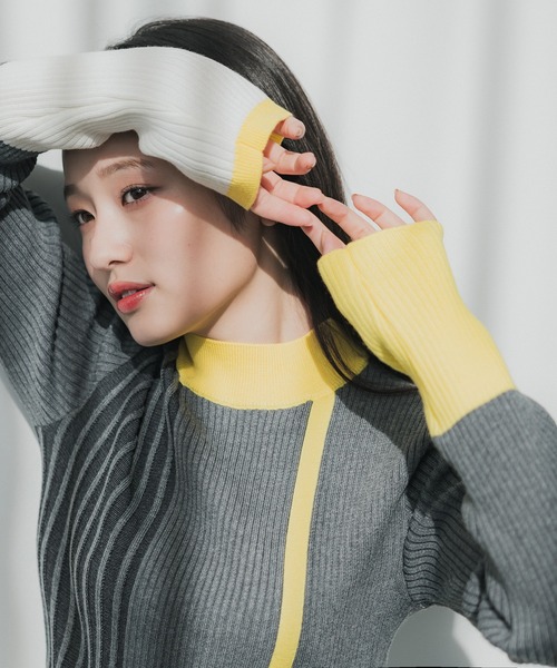 UNITED TOKYO（ユナイテッドトウキョウ）の「スプリットブロックニット（ニット/セーター・レディース・ブラウン/ブラック/グレー・FREE）」の10枚目の写真