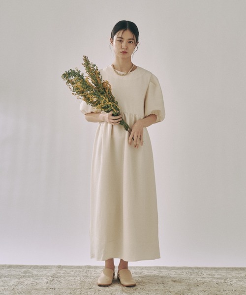 moi tytto(モイテュット)の「ハイウエスト切替えパフワンピース(ワンピース・レディース・ナチュラル/ブラウン/ベージュ/オレンジ/グリーン/ブラック・FREE/SMALL)」の8枚目の写真