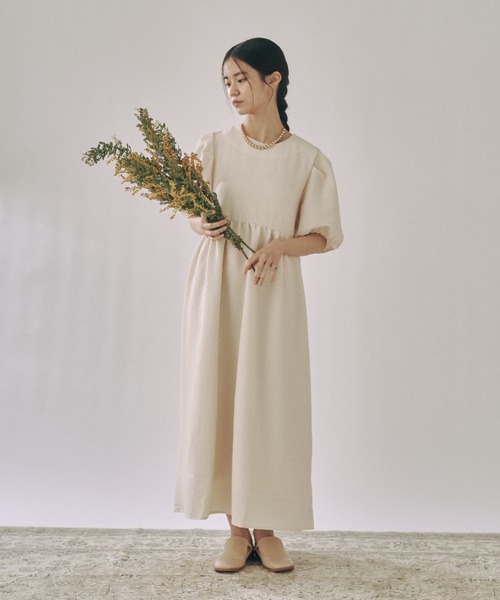 moi tytto(モイテュット)の「ハイウエスト切替えパフワンピース(ワンピース・レディース・ナチュラル/ブラウン/ベージュ/オレンジ/グリーン/ブラック・FREE/SMALL)」の16枚目の写真