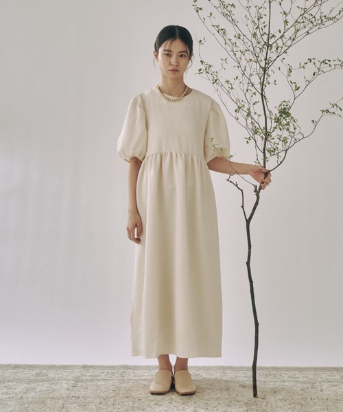 moi tytto(モイテュット)の「ハイウエスト切替えパフワンピース(ワンピース・レディース・ナチュラル/ブラウン/ベージュ/オレンジ/グリーン/ブラック・FREE/SMALL)」の17枚目の写真