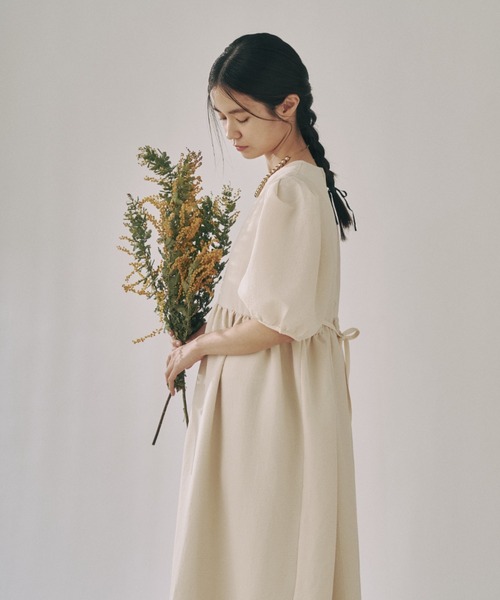 moi tytto(モイテュット)の「ハイウエスト切替えパフワンピース(ワンピース・レディース・ナチュラル/ブラウン/ベージュ/オレンジ/グリーン/ブラック・FREE/SMALL)」の9枚目の写真