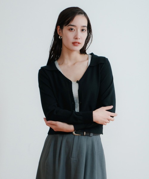 LIENCOEUR（リアンクール）の「ショートポロニットカーデ（カーディガン/ボレロ・レディース・ブラック/レッド/アイボリー/ライトブルー/ベージュ・FREE）」の21枚目の写真