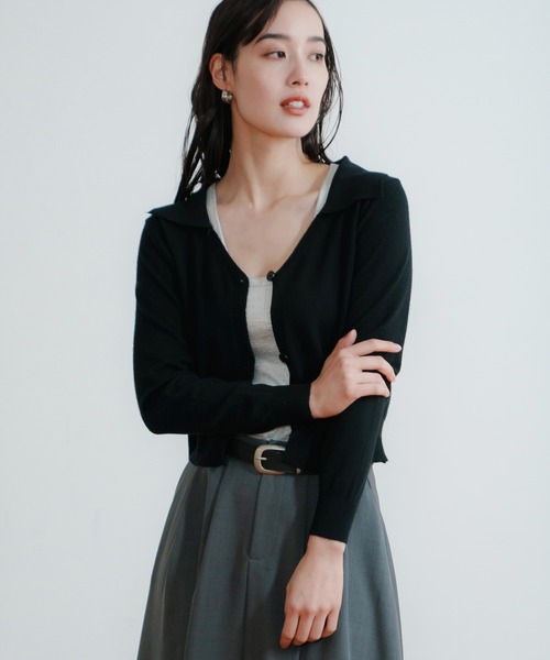 LIENCOEUR（リアンクール）の「ショートポロニットカーデ（カーディガン/ボレロ・レディース・ブラック/レッド/アイボリー/ライトブルー/ベージュ・FREE）」の22枚目の写真