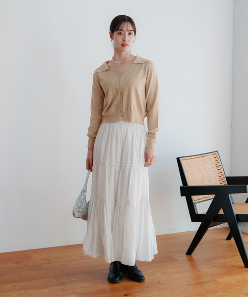 LIENCOEUR（リアンクール）の「ショートポロニットカーデ（カーディガン/ボレロ・レディース・ブラック/レッド/アイボリー/ライトブルー/ベージュ・FREE）」の15枚目の写真