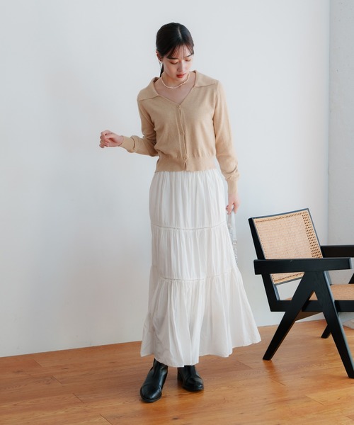 LIENCOEUR（リアンクール）の「ショートポロニットカーデ（カーディガン/ボレロ・レディース・ブラック/レッド/アイボリー/ライトブルー/ベージュ・FREE）」の16枚目の写真