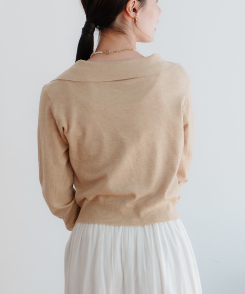 LIENCOEUR（リアンクール）の「ショートポロニットカーデ（カーディガン/ボレロ・レディース・ブラック/レッド/アイボリー/ライトブルー/ベージュ・FREE）」の12枚目の写真