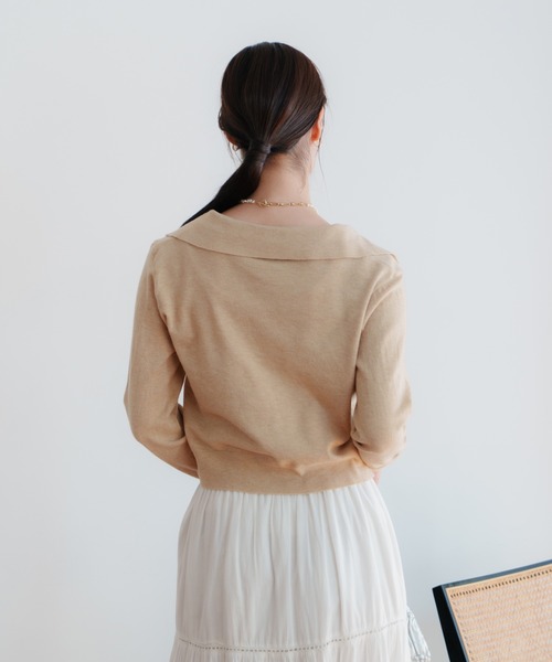 LIENCOEUR（リアンクール）の「ショートポロニットカーデ（カーディガン/ボレロ・レディース・ブラック/レッド/アイボリー/ライトブルー/ベージュ・FREE）」の13枚目の写真