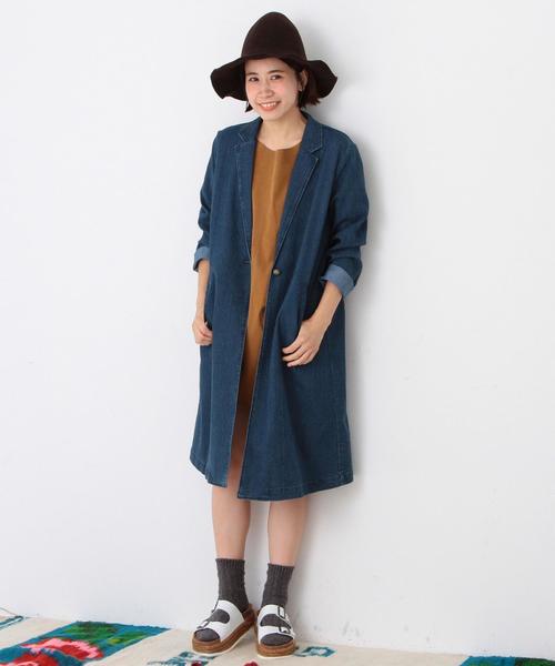 Another Edition(アナザーエディション)の「デニム1ボタンコート/AEBC DNM 1B CT FW◆(チェスターコート・レディース・コバルトブルー・フリ-)」の1枚目の写真