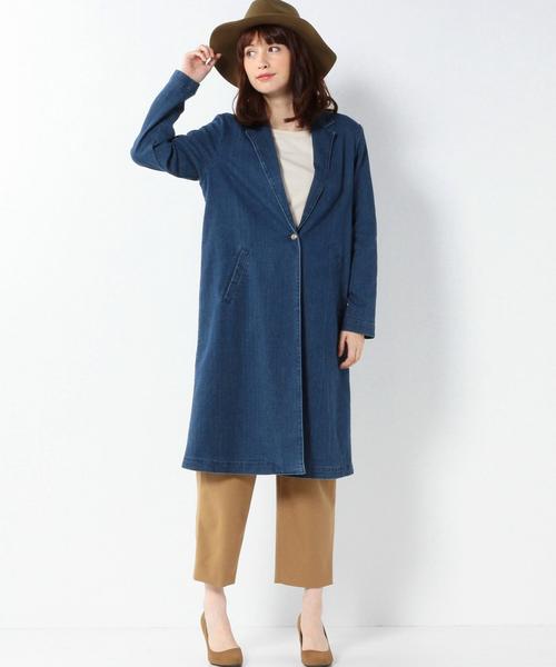 Another Edition(アナザーエディション)の「デニム1ボタンコート/AEBC DNM 1B CT FW◆(チェスターコート・レディース・コバルトブルー・フリ-)」の3枚目の写真