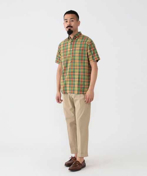 BEAMS PLUS（ビームスプラス）の「BEAMS PLUS / マドラス プルオーバー ショートスリーブ ボタンダウン シャツ（シャツ/ブラウス・メンズ・グリーン/ピンク/サックスブルー・S/M/L/XL）」の4枚目の写真