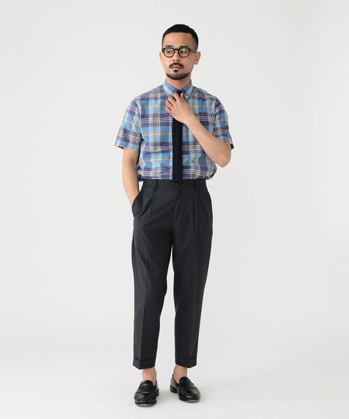 BEAMS PLUS（ビームスプラス）の「BEAMS PLUS / マドラス プルオーバー ショートスリーブ ボタンダウン シャツ（シャツ/ブラウス・メンズ・グリーン/ピンク/サックスブルー・S/M/L/XL）」の6枚目の写真