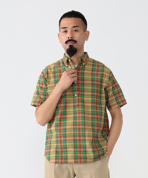 BEAMS PLUS（ビームスプラス）の「BEAMS PLUS / マドラス プルオーバー ショートスリーブ ボタンダウン シャツ（シャツ/ブラウス・メンズ・グリーン/ピンク/サックスブルー・S/M/L/XL）」の8枚目の写真