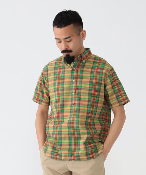 BEAMS PLUS（ビームスプラス）の「BEAMS PLUS / マドラス プルオーバー ショートスリーブ ボタンダウン シャツ（シャツ/ブラウス・メンズ・グリーン/ピンク/サックスブルー・S/M/L/XL）」の9枚目の写真