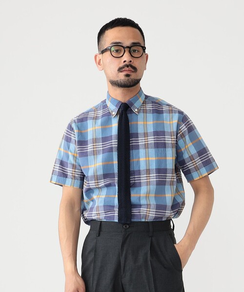 BEAMS PLUS（ビームスプラス）の「BEAMS PLUS / マドラス プルオーバー ショートスリーブ ボタンダウン シャツ（シャツ/ブラウス・メンズ・グリーン/ピンク/サックスブルー・S/M/L/XL）」の10枚目の写真
