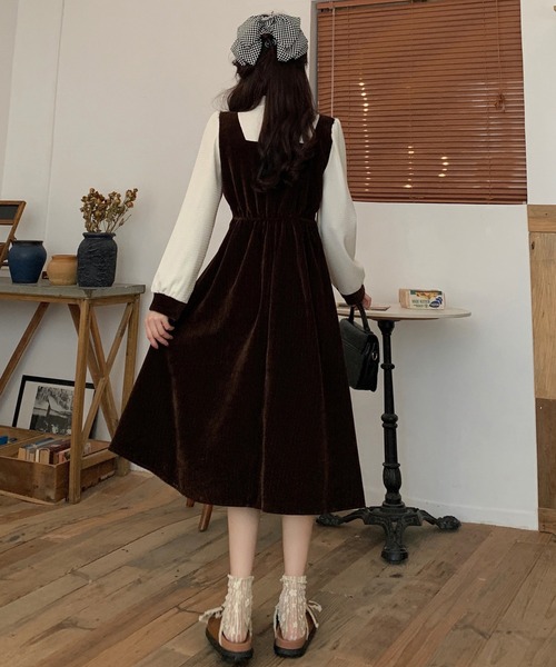 SHEPP(シープ)の「ベロアフリルネック リボンワンピース(ワンピース・レディース・ブラック・S/M/L)」の5枚目の写真