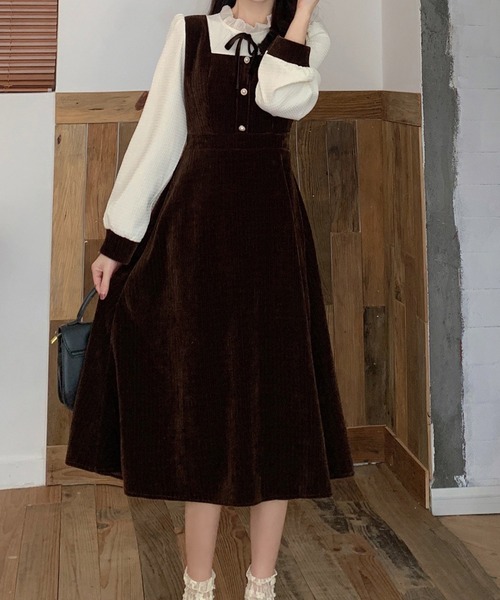 SHEPP(シープ)の「ベロアフリルネック リボンワンピース(ワンピース・レディース・ブラック・S/M/L)」の8枚目の写真