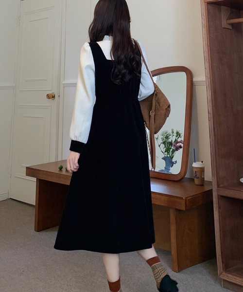 SHEPP(シープ)の「ベロアフリルネック リボンワンピース(ワンピース・レディース・ブラック・S/M/L)」の9枚目の写真