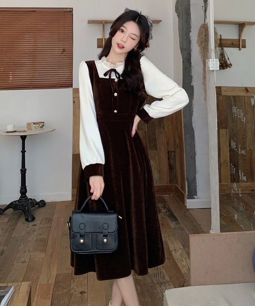 SHEPP(シープ)の「ベロアフリルネック リボンワンピース(ワンピース・レディース・ブラック・S/M/L)」の13枚目の写真