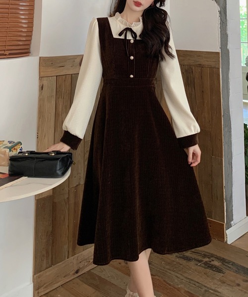 SHEPP(シープ)の「ベロアフリルネック リボンワンピース(ワンピース・レディース・ブラック・S/M/L)」の14枚目の写真