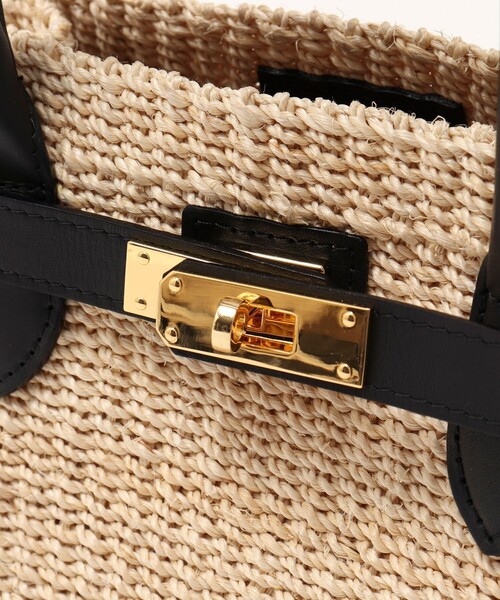 COTTO（コトゥー）の「【COTTO/ コット】 ひねりスクエアかごトートバッグ（かごバッグ・レディース・ホワイト/ブラック・FREE）」の7枚目の写真