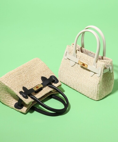 COTTO（コトゥー）の「【COTTO/ コット】 ひねりスクエアかごトートバッグ（かごバッグ・レディース・ホワイト/ブラック・FREE）」の15枚目の写真